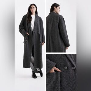 Daisy Street Herringbone Oversized Maxi Coat M EU38 quiet luxury / minimalist /
